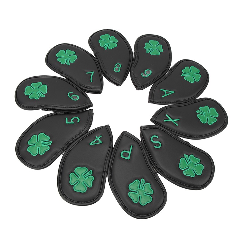 10 PCS Golf Club Head Covers Four Leaf Clover Pattern
