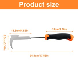ROSYLEVE Weed Cutter 34 cm, Manual Stainless Steel Weed Cutter for Removing Moss and Weeds in Paving Stone Grouts, Joint Scraper with Handle, Garden Tools (Orange)