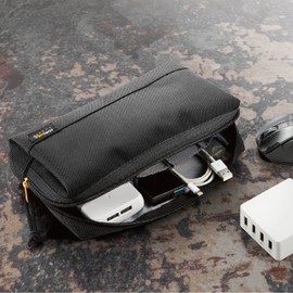 エレコム ガジェットポーチ ガジェット ポーチ 大容量 CORDURA1000 (撥水 高耐久) 6つの仕切りポケット付き ブラック BMA-CDGP01BK