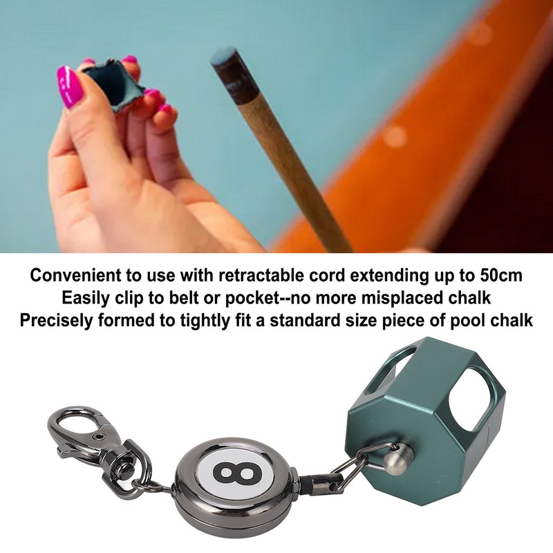 Retractable Billiards Pool Cue Chalk Holder Retractable Drawing Belt Clip