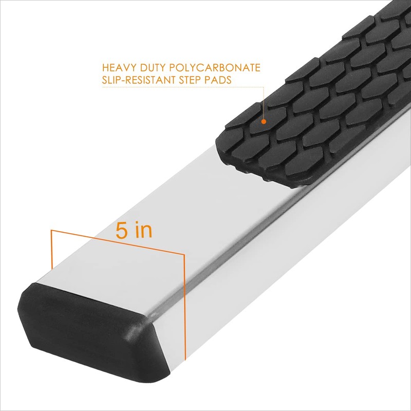 [Pair] 5" Chrome Stainless Running Boards Side Step Bars Compatible