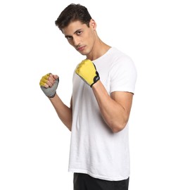 NIVIA Polyester Python Sports Gloves, (Yellow, Size - Large) | Material - Micro Fiber Suede | Weight Lifting Gloves | Exercise Gloves | Fingerless Grip Gloves | Fitness Gloves | Crossfit Gloves