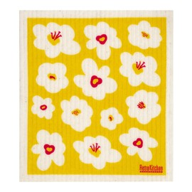 Retro Kitchen Compostable Sponge Cloth - Retro Flowers, 1 Cloth