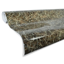 Grey Brown Veined Marble Gloss Vinyl Architectural Wrap for Home Office Furniture Wallpaper Tile Sheet 6.5ft x 15.9 inches Roll (6.5ft x 15.9 inches 2-roll Pack)