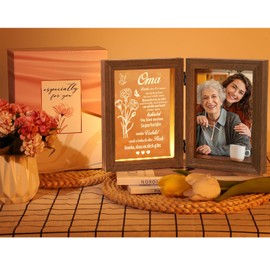 Johiux Christmas Gift for Grandma, LED Picture Frame, Birthday Gift for Grandma, Christmas Gifts for Best Grandma from Grandson and Granddaughter, Mother's Day Gift, Grandma Photo Frame