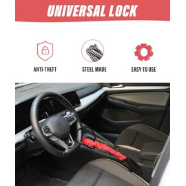 Flaconi Car Steering Wheel Lock,Steering Wheel Lock Anti-Theft Device,Anti Theft Car Device,Wheel Locks for Cars,Car Anti Theft Device,Car Security,Car Theft Prevention,Fit Most Vehicle,SUV(Red)