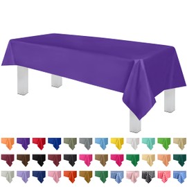 Grandipity 12 Pack Premium Disposable Plastic Tablecloth 54 Inch. x 108 Inch. Decorative Rectangle Table Cover - Purple