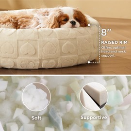 Bedsure Dog Bed for Small Dogs - Donut Pet Bed for Puppy Kitten with Anti Slip Bottom, Round Sherpa Dog Beds with Washable Removable Cover, Cream, 23x23x8 inches