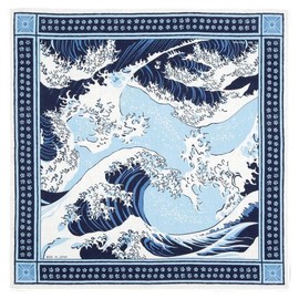 Yamamoto Hitoto Shoten Japan BANDANA The Great Wave Tsunami [1941] Made in Japan Inbound Souvenir
