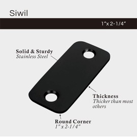 Siwil Door Edge Hole Filler Plate 1”x 2-1/4”, Black Deadbolt Cover Plate, Round Corner, Stainless Steel – 1 Pack