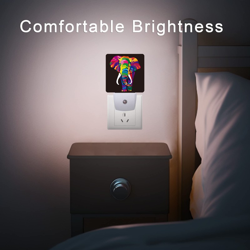 Oeaskly Elephant Night Light,Colorful Elephant Plug-in Night Lights with Dusk-to-Dawn
