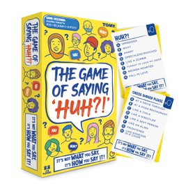 TOMY The Game of Saying 'Huh?!' - Voice Impressions Card Games - Funny Party Game of Acting & Guessing Correctly to Win - Family Board Games for Adults, Teens & Kids 8+ - Board Game for 3-8 Players