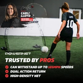 PowerNet Rebounder Training Net for Soccer, Baseball, Softball & Lacrosse, Angled Multi-Sport Rebounder, Portable Dual-Side Bounce Back Soccer Net