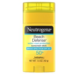 Neutrogena Beach Defense Sunscreen Stick SPF 50, Broad Spectrum Sun Protection for Face & Body, Water-Resistant, Non-Greasy Formula, Travel Size for Beach & Outdoor Use, 1.5 oz (42 g)
