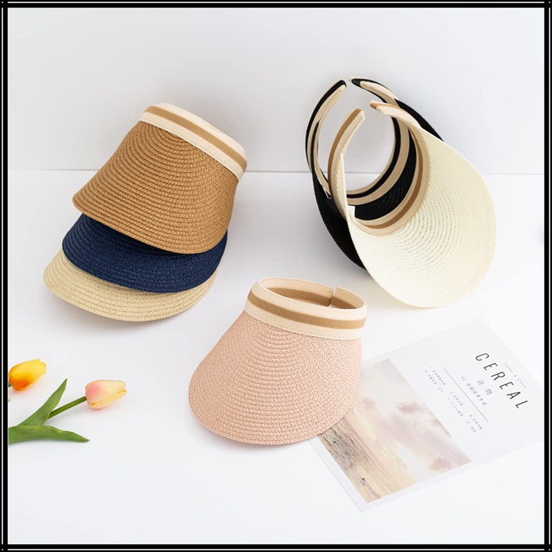White Fang CA553 Women's Straw Sun Visor Hat Stylish Brim