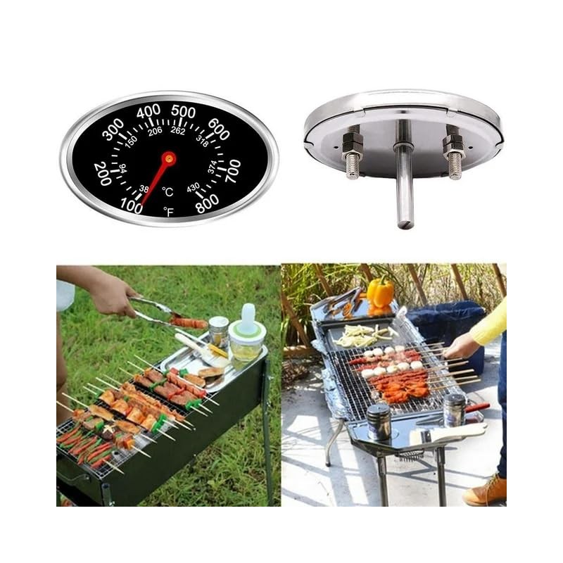Black Grill Lid Thermometer Heat Indicator Replacement for Grill Master