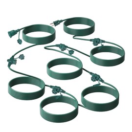 25FT Outdoor Extension Cord,5 Evenly-Spaced Outlet Plugs,Green Outdoor Power Strip,Multiple Outlets with Weatherproof Extension Cord.