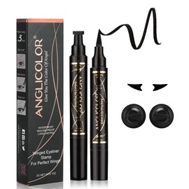 Anglicolor 2PCS Eyeliner Stamp Set - Wing Cat Eye Stamp - Black Eyeliner Pen,Waterproof Long Lasting Liquid Eye Liner,Winged Eyeliner Pencil Easy to Use (02)