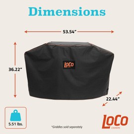 Loco Cookers 26 Inch Universal Grill Cover with SmartTemp, Zippered Back, Ventilation Pockets, and Cart for Patio, Lawn, and Garden, Black