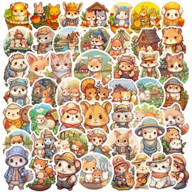 Bric Dodo Pack of 50 Small Animals Stickers Car Laptop Phone Guitar Skateboard Motorcycle Bicycle Animal Stickers Set Vinyl Waterproof Aesthetic Stickers for Teenagers Children Adults