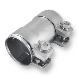 Exhaust Clamp, Pipe Connector, Double Clamp, Exhaust System (Galvanised Steel, Diameter 56 mm, Length: 125 mm)