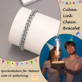 Aidenn 13th-18th Birthday Boy Gift, 21 cm Stainless Steel Cuban Bracelet Gifts for Boys Birthday with Greeting Cards, Perfect Birthday Gift Ideas