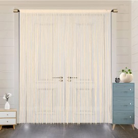 HSYLYM String Door Curtain Window Decorations Room Divider Room Decorations Single Curtain for Window,W79 xL79,Champagne