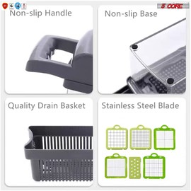 11 in1 Vegetable Chopper Cutter Chopper Multifunctional Veggie Chopper with Container, Onion Chopper, Chopper Vegetable Cutter - Grey 5 Core VC 11