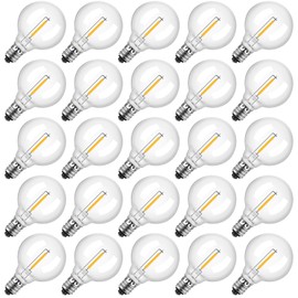 ConpConp LED Replacement Light Bulbs, G40 Incandescent Bulb 0.6W 120V Dimmable Vintage Light Warm White 2700K E12 Regular Medium Screw Base Ideal for Outdoor String Lights (50 Pack)