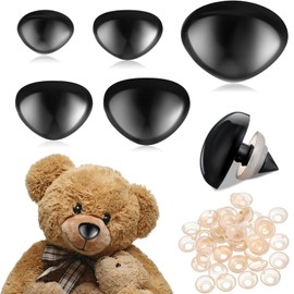 NATOSU 25 Pack Plastic Safety Noses for Animals, Dolls in 5 Sizes, Black Safety Noses with Washers for Puppets, Plush Toys, DIY Crafts