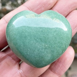 Ladeukoi Ladeukoi Natural Green Aventurine Puffy Heart Pocket Palm Stone, Healing Crystal Romantic Love Energy Worry Stones Chakra Balancing Reiki Meditation 1.7 Inches (45mm)