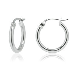 Sea of Ice Silver Round Tube Hoop Earrings for Women 925 Sterling Silver Plated – Cool and Chic Hoop Earrings – 15mm Sterling Silver Earrings Hoops with Round-Tube Design – 2mm Tube