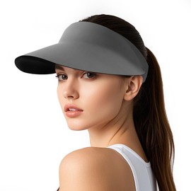 Sun Visors for Women, Wide Brim Womens Sun Hat with Lightweight Ponytail Design for Daily Wear and Women Beach Fashion Grey