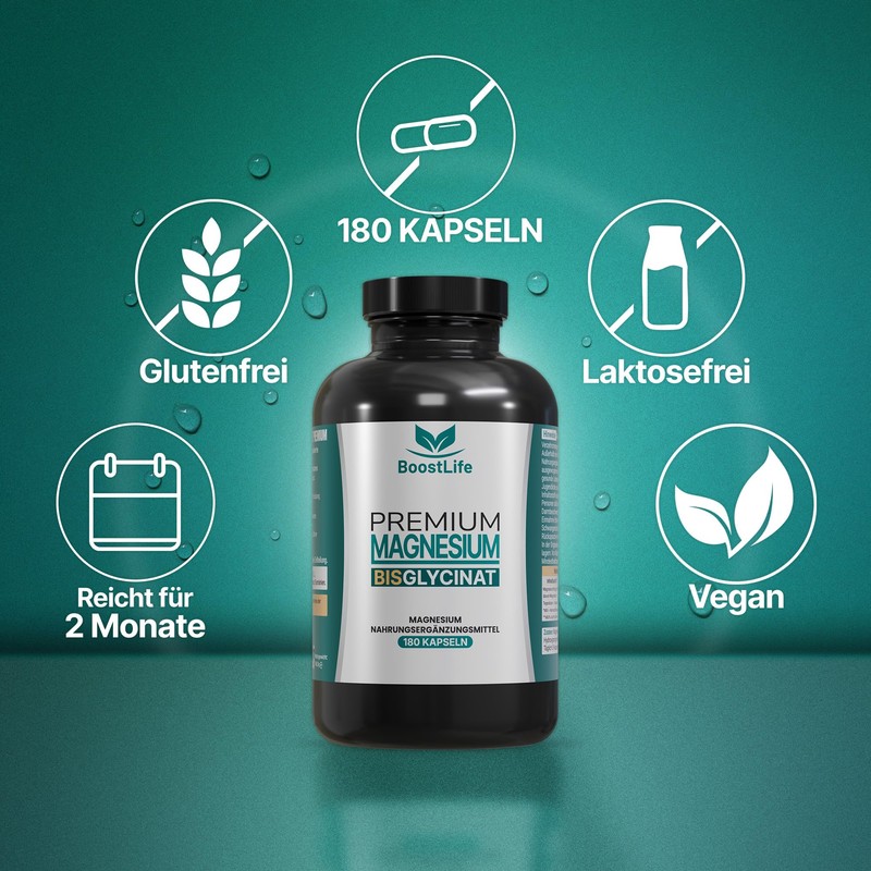 BoostLife Magnesium Bisglycinate 180 Capsules - 2445 mg Magnesium Bisglycinate