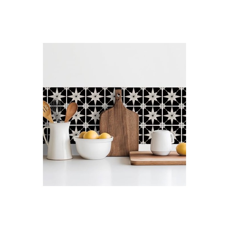 Star Compass Peel & Stick Tile Stickers 30-Pack, 4 x