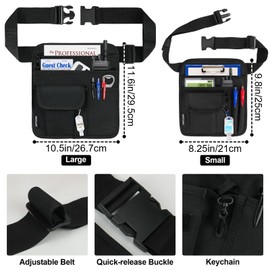 Jaffzora Server Waist Pouch, Restaurant Waitress Accessories Bag with Adjustable Belt, Utility Money Bag Working Serving Apron for Waiter Waitress, Black