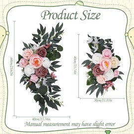 Wedding Arch Flowers for Wedding Welcome Sign, 2PCS Artificial Flower Floral Swag for Decoration Ceremony Reception Backdrop Party Aisle (Pink)