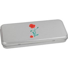 Azeeda 'A Poppy Losing Petals ' Metal Hinged Stationery Tin/Storage Box (TT00275251)