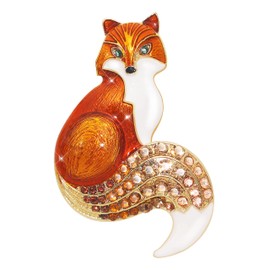 Fashion Cute Fox Brooch Enamel with Crystal Broche for Women Animal Corsage Lapel Pin Birthday Christmas Women Gift, Metal, Cristales