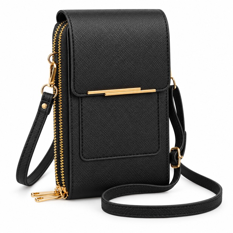 Touchscreen Phone Crossbody Bag for Women – Sequined PU Wallet