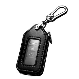 Friendship Smart Key Case with Window, Car Key Case, Popular, High Quality, Genuine Leather, Keychain, Unisex, Compatible with Toyota, Honda, Subaru, Smart Key Case, Black