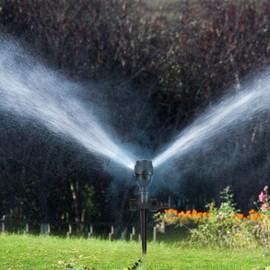 Rotating Tripod Sprinkler Impulse Sprinkler with Tripod, 360 Degree Automatic Rotating Irrigation Sprinkler, Telescopic Tripod Sprinkler for Large Areas, Yard, Garden, Lawn (Plastic Single Leg)