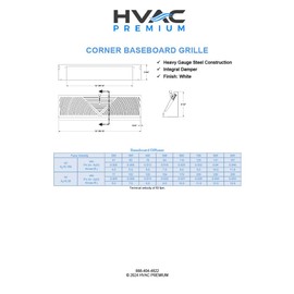 18" Corner Baseboard Grille - White - HVAC Corner Vent Cover
