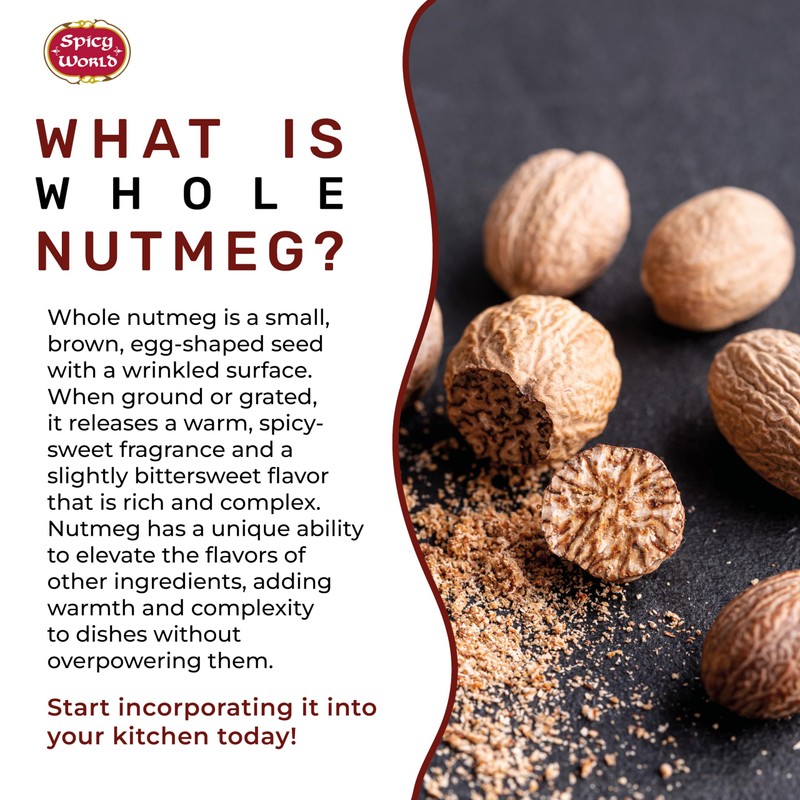 Spicy World Nutmeg Whole 3.5oz (100g) - Premium Grade from