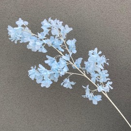 Goodangie00 5Pcs 33.5" Sky Blue Artificial Cherry Blossom Flower Bushy Silk Branches for Spring Home Room Wedding Party Kawaii Decor, Japan's National Flower