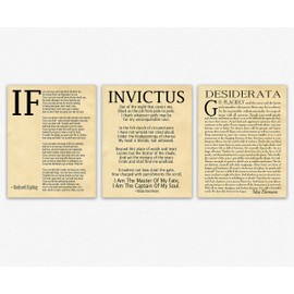 Wallbuddy If Poem Invictus Poem and Desiderata Inspirational Poems Set of 3 (8.3 x 11.7 (A4), Parchment)