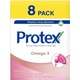 Protex (8 Bars 3.7 oz.) PROTEX OMEGA 3 CLEANING ANTIBACTERIAL SOAP BAR JABON Family PK