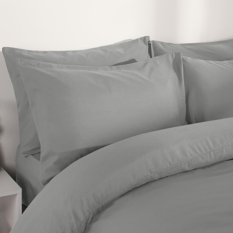 Brentfords Grey Pillow Cases 2 Pack, Housewife Pillowcases Bed Pillow