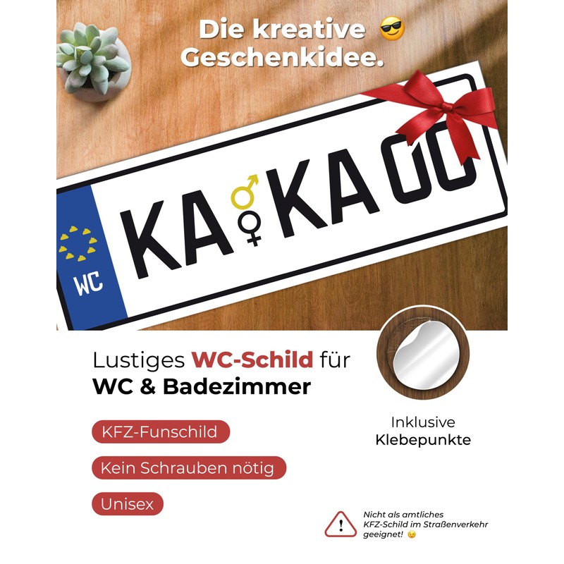 Toilet Sign, Toilet Sign "KAKA? Unisex, Number Plate