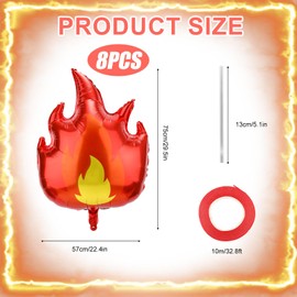 8 Pcs Fire Balloons, Large Flame Balloons Red And Yellow Fire Truck Balloons Firefighter Balloons Fire Fighter Party Decorations for Fire Truck Theme Birthday Party Decoration